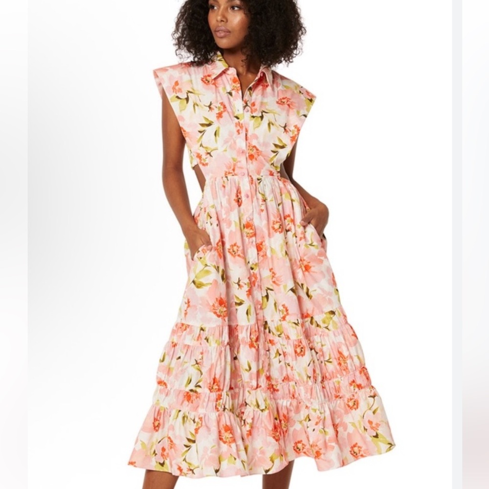 Misa Los Angeles Floral Dress - Pink and Orange